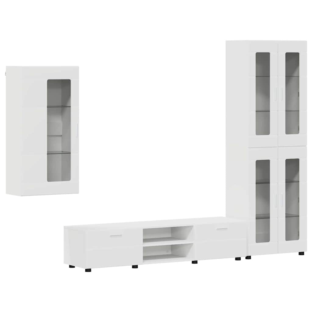 Tv-meubelset met lade met plank FLORIN 3 pcs Wit Bewerkt hout is nu te koop bij PeponiXL, paradijselijk wonen!