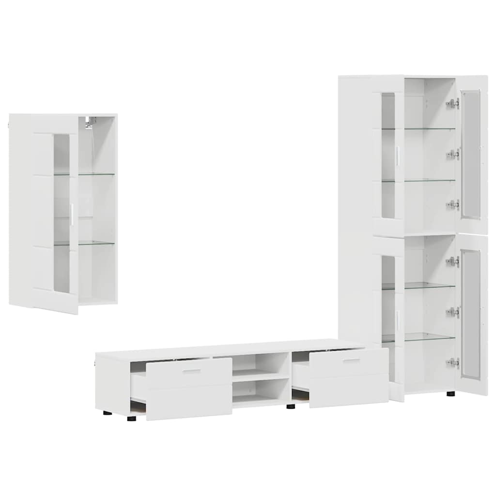 Tv-meubelset met lade met plank FLORIN 3 pcs Wit Bewerkt hout is nu te koop bij PeponiXL, paradijselijk wonen!