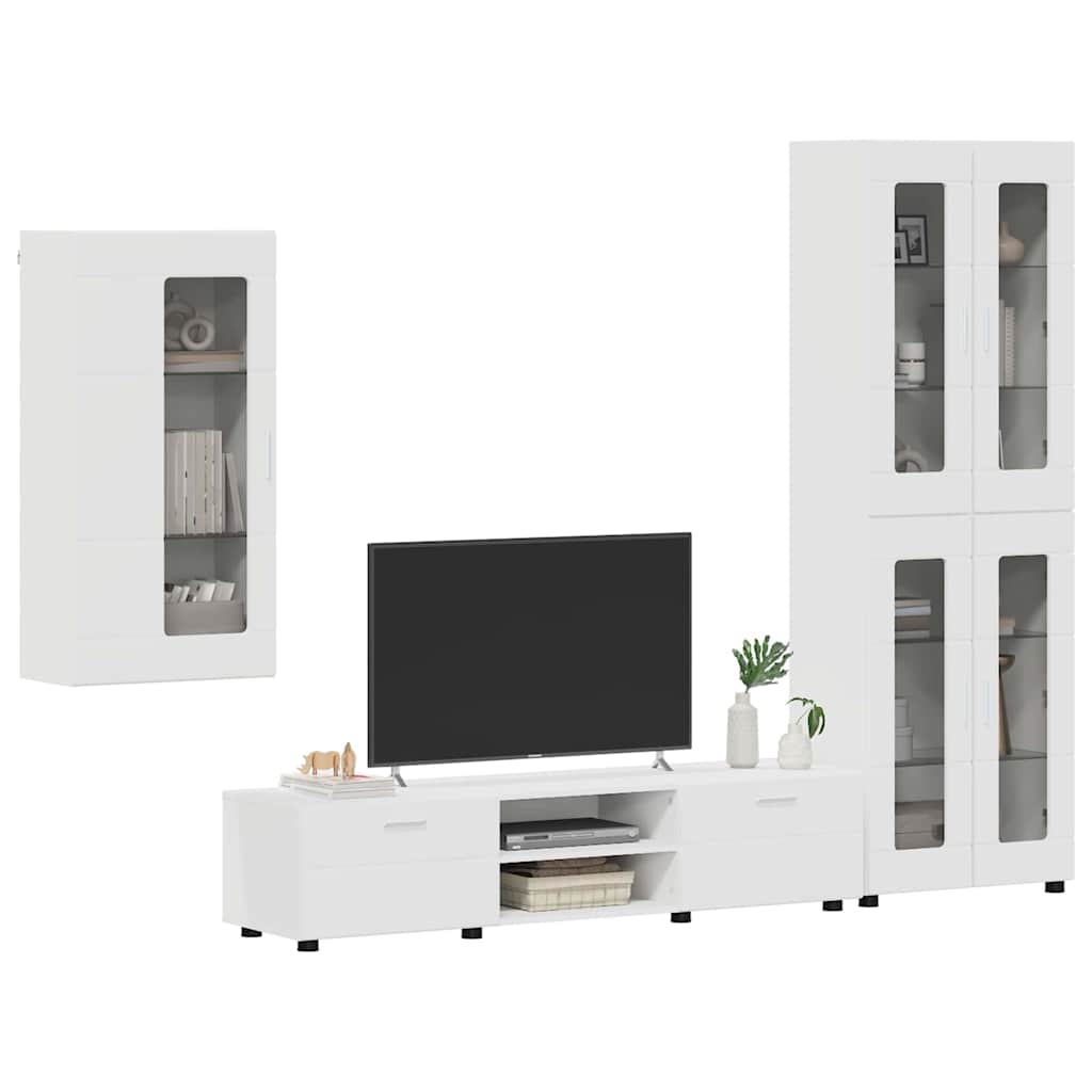 Tv-meubelset met lade met plank FLORIN 3 pcs Wit Bewerkt hout is nu te koop bij PeponiXL, paradijselijk wonen!