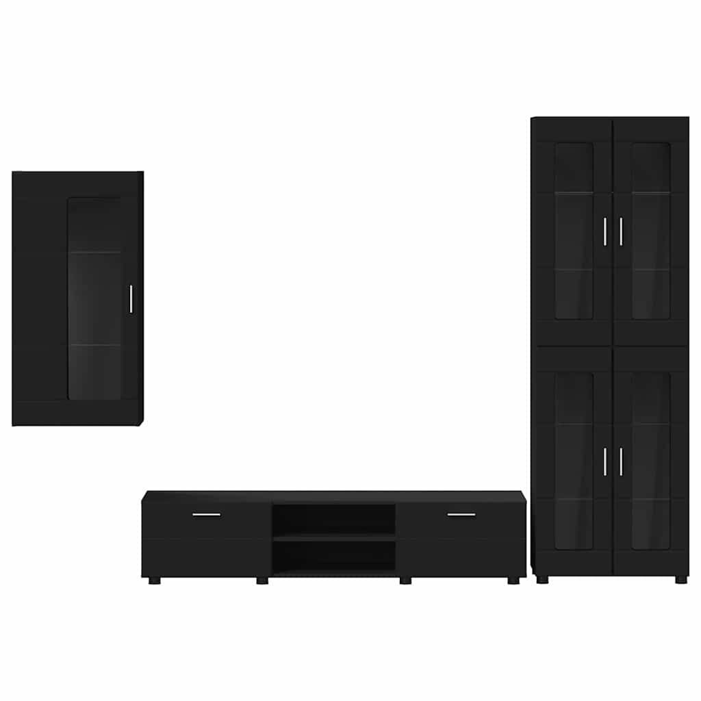 Tv-meubelset met lade met plank FLORIN 3 pcs Zwart Bewerkt hout is nu te koop bij PeponiXL, paradijselijk wonen!