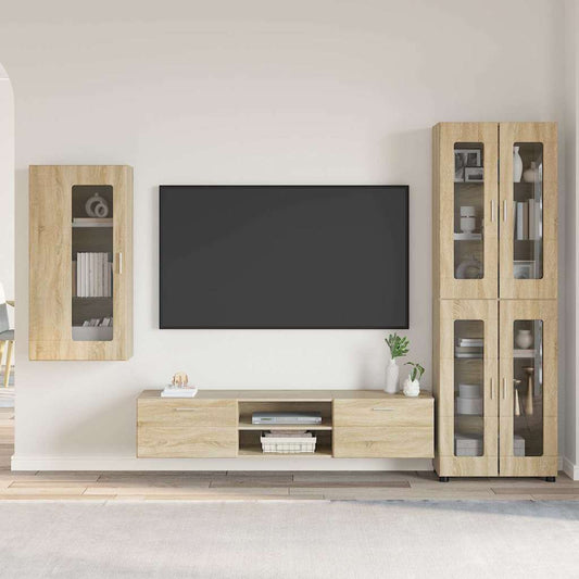 Tv-meubelset met lade FLORIN 3 pcs Sonoma Eiken Bewerkt hout is nu te koop bij PeponiXL, paradijselijk wonen!