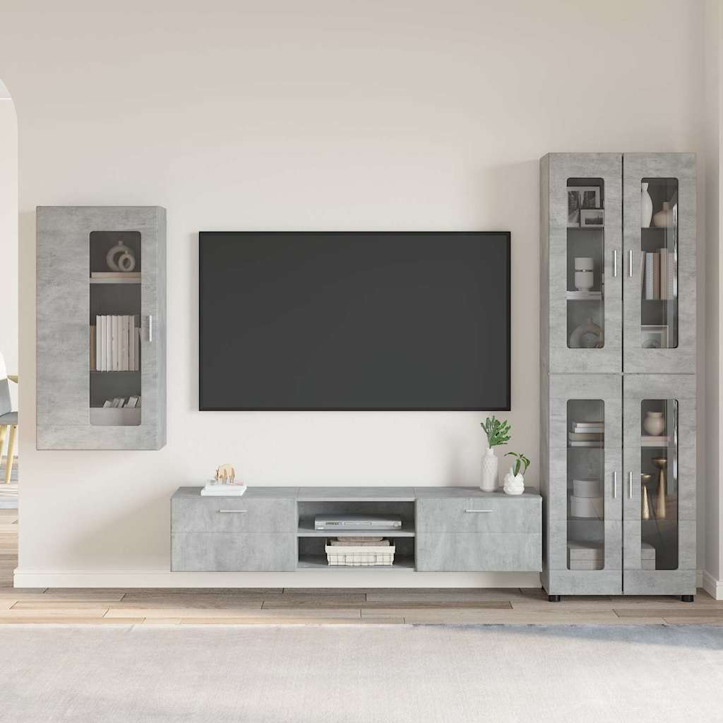 Tv-meubelset met lade FLORIN 3 pcs Beton Grijs Bewerkt hout is nu te koop bij PeponiXL, paradijselijk wonen!