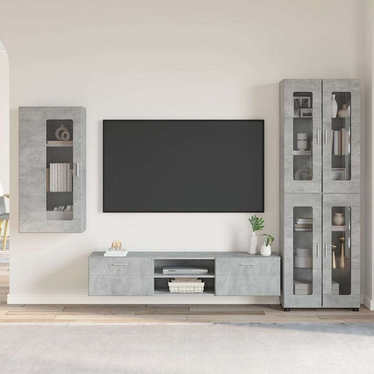 Tv-meubelset met lade FLORIN 3 pcs Beton Grijs Bewerkt hout is nu te koop bij PeponiXL, paradijselijk wonen!