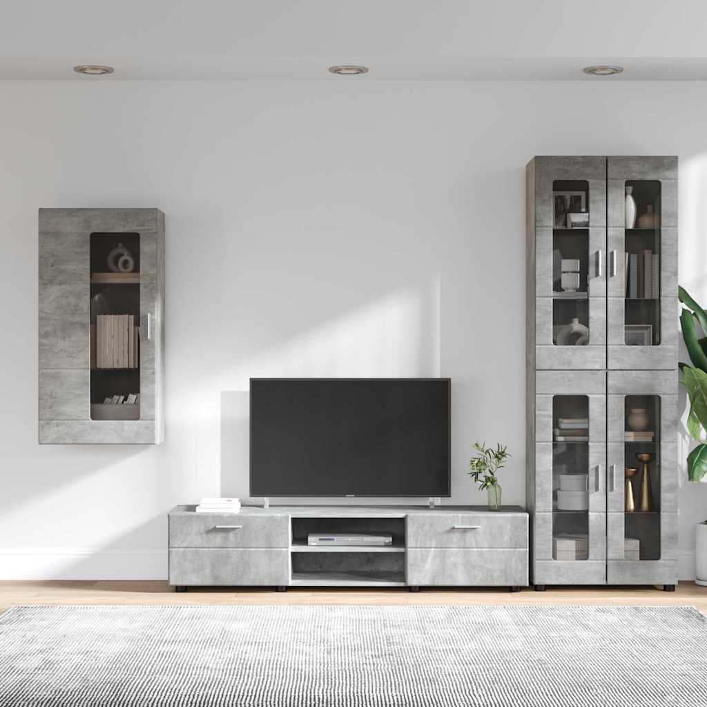 Tv-meubelset met lade FLORIN 3 pcs Beton Grijs Bewerkt hout is nu te koop bij PeponiXL, paradijselijk wonen!