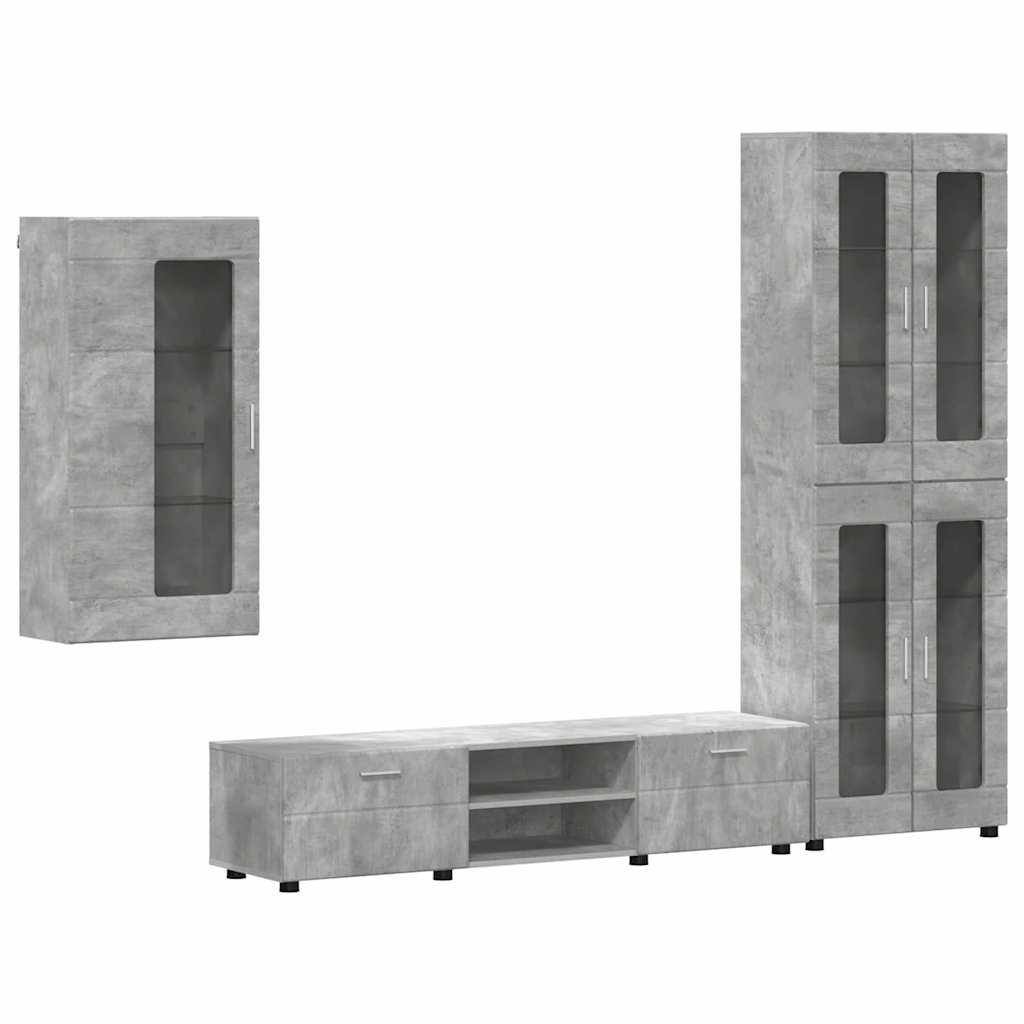 Tv-meubelset met lade FLORIN 3 pcs Beton Grijs Bewerkt hout is nu te koop bij PeponiXL, paradijselijk wonen!