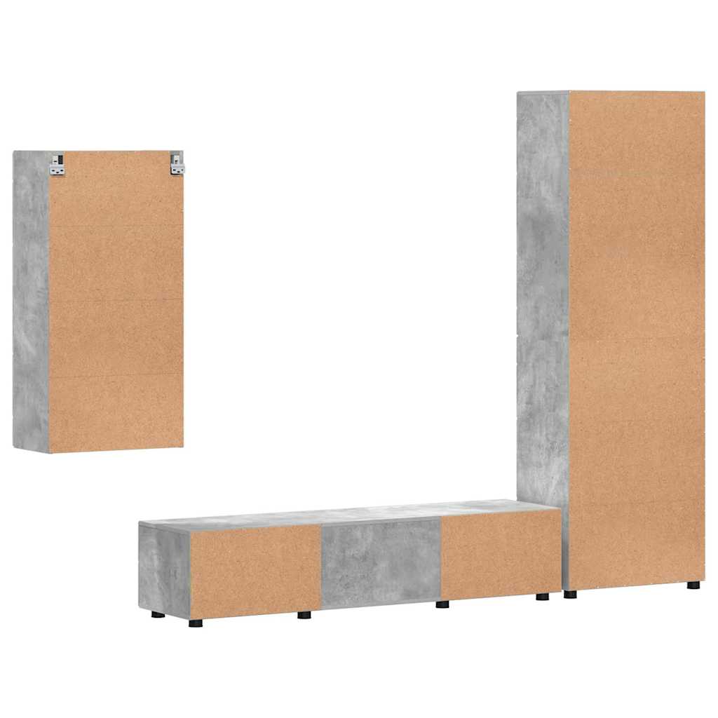 Tv-meubelset met lade FLORIN 3 pcs Beton Grijs Bewerkt hout is nu te koop bij PeponiXL, paradijselijk wonen!