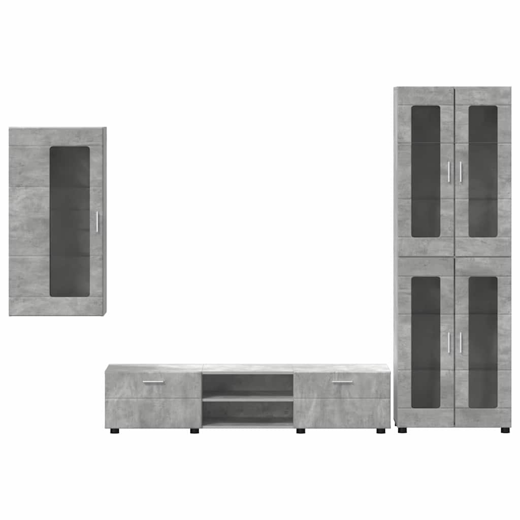 Tv-meubelset met lade FLORIN 3 pcs Beton Grijs Bewerkt hout is nu te koop bij PeponiXL, paradijselijk wonen!