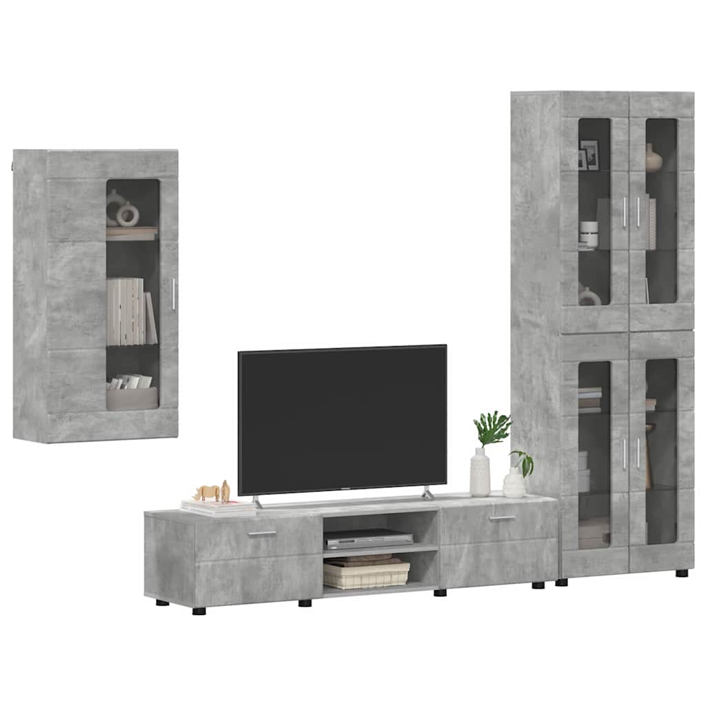 Tv-meubelset met lade FLORIN 3 pcs Beton Grijs Bewerkt hout is nu te koop bij PeponiXL, paradijselijk wonen!