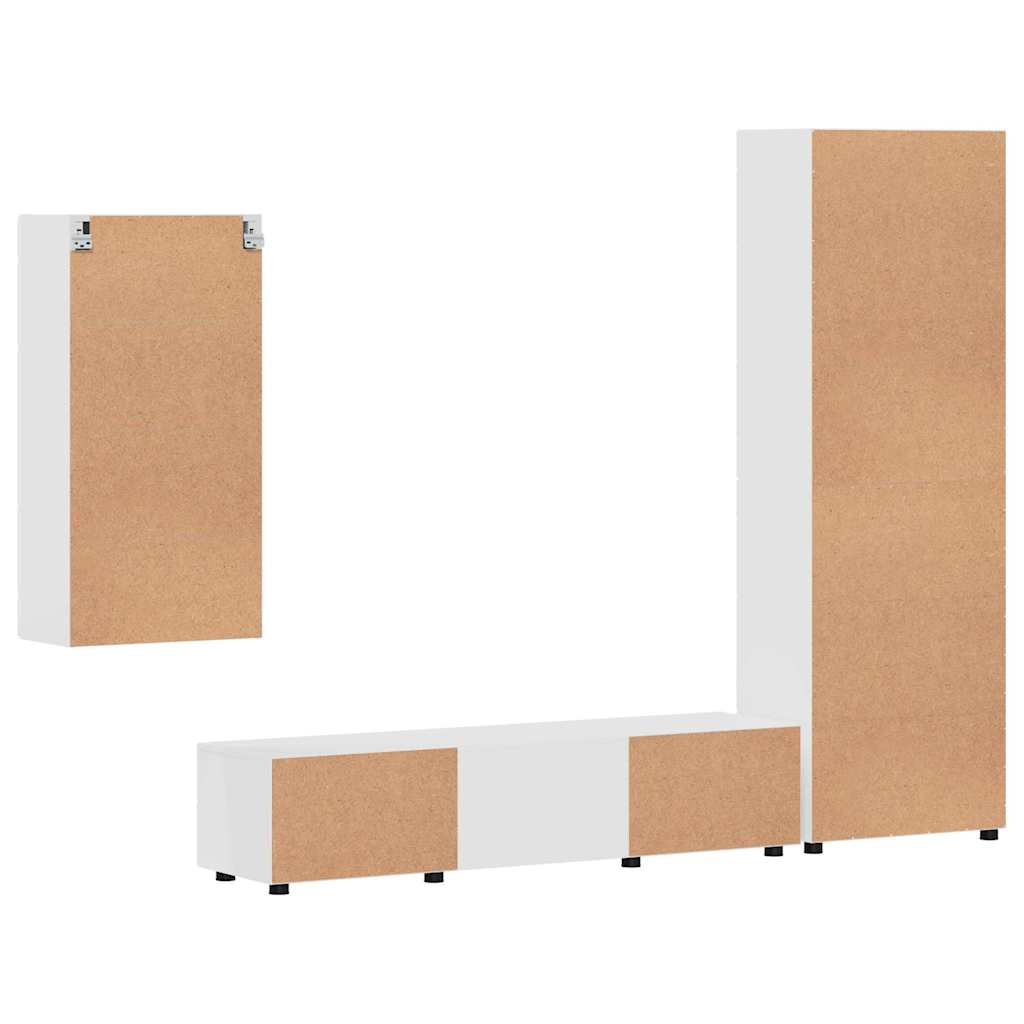 Tv-meubelset met lade FLORIN 3 pcs Hoogglans wit Bewerkt hout is nu te koop bij PeponiXL, paradijselijk wonen!