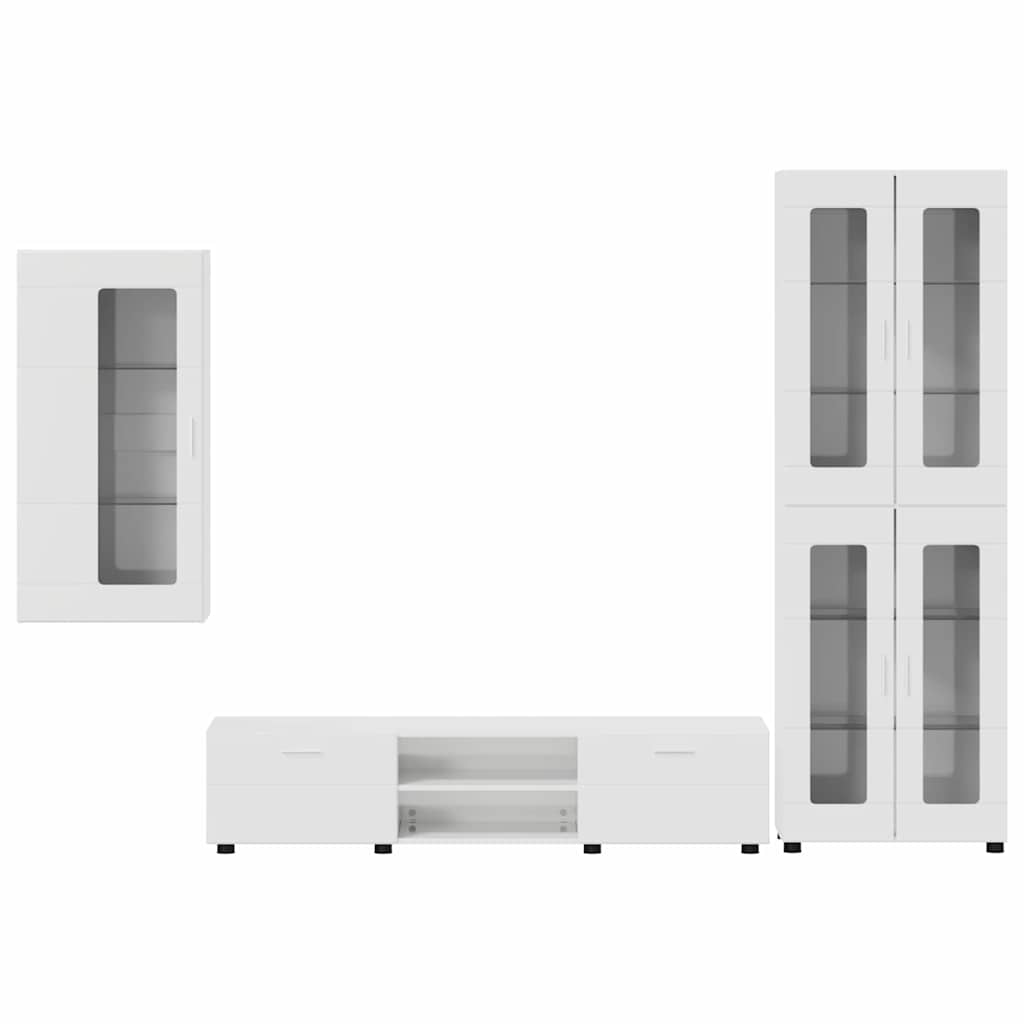 Tv-meubelset met lade FLORIN 3 pcs Hoogglans wit Bewerkt hout is nu te koop bij PeponiXL, paradijselijk wonen!