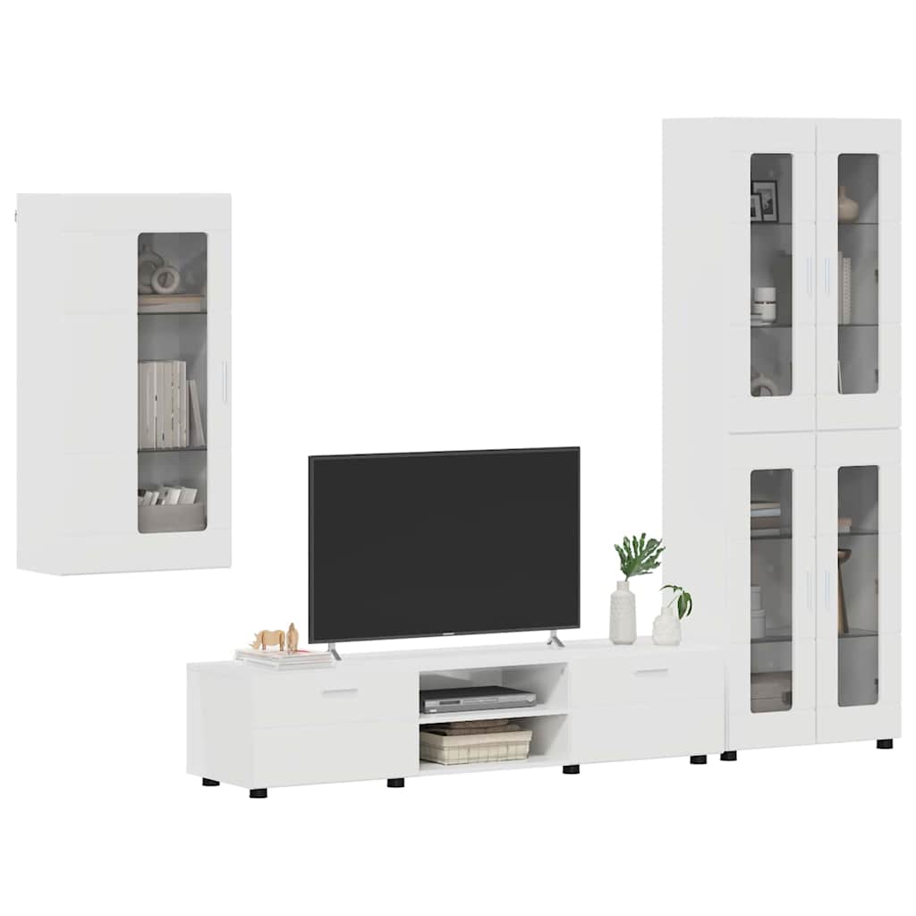 Tv-meubelset met lade FLORIN 3 pcs Hoogglans wit Bewerkt hout is nu te koop bij PeponiXL, paradijselijk wonen!
