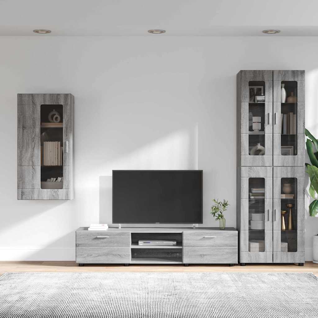 Tv-meubelset met lade FLORIN 3 pcs Grijs Sonoma Bewerkt hout is nu te koop bij PeponiXL, paradijselijk wonen!