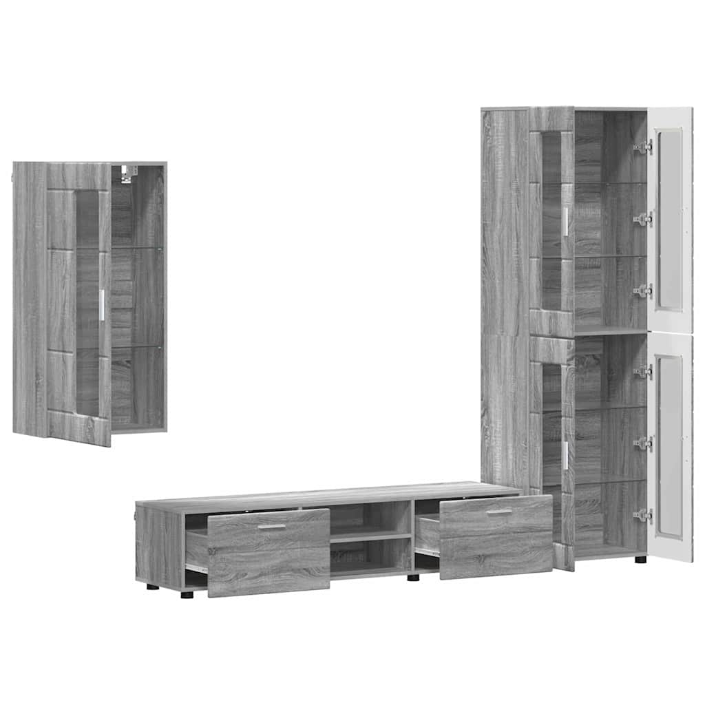 Tv-meubelset met lade FLORIN 3 pcs Grijs Sonoma Bewerkt hout is nu te koop bij PeponiXL, paradijselijk wonen!