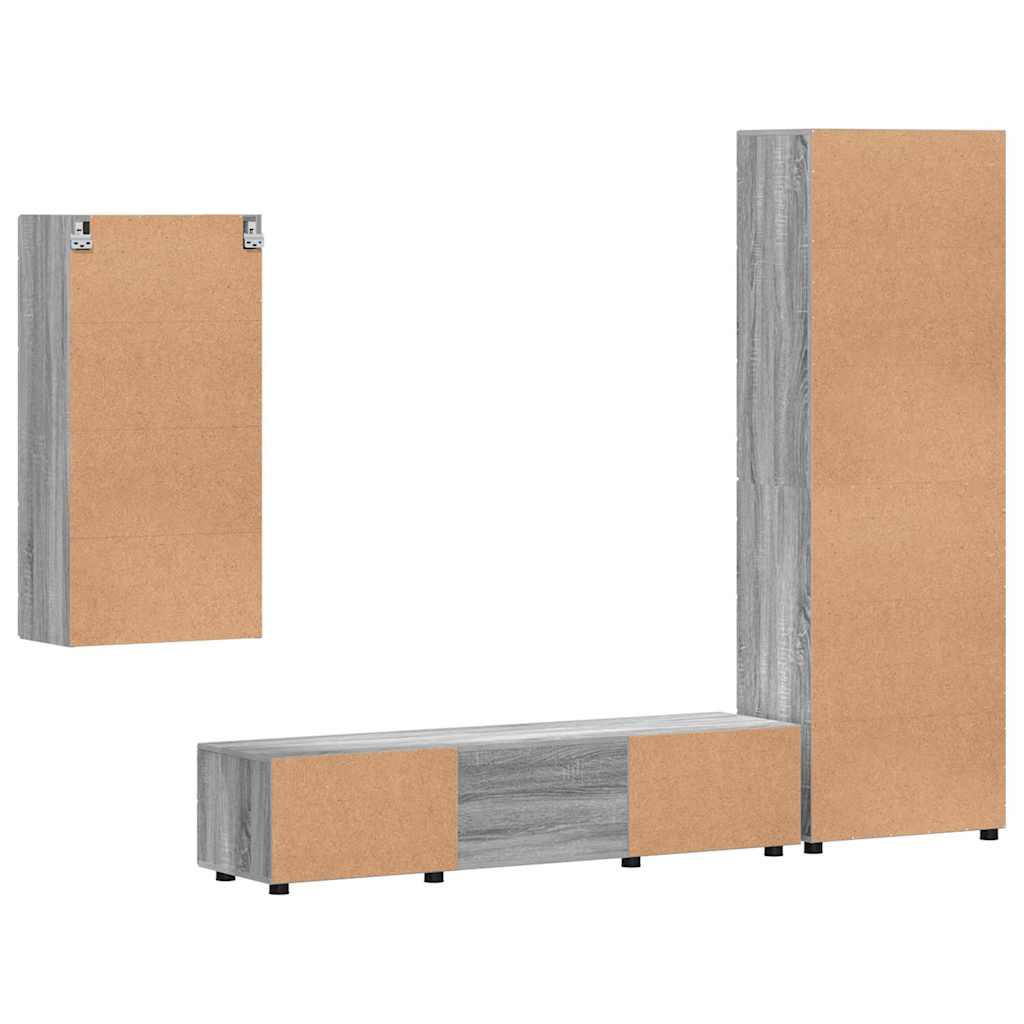 Tv-meubelset met lade FLORIN 3 pcs Grijs Sonoma Bewerkt hout is nu te koop bij PeponiXL, paradijselijk wonen!