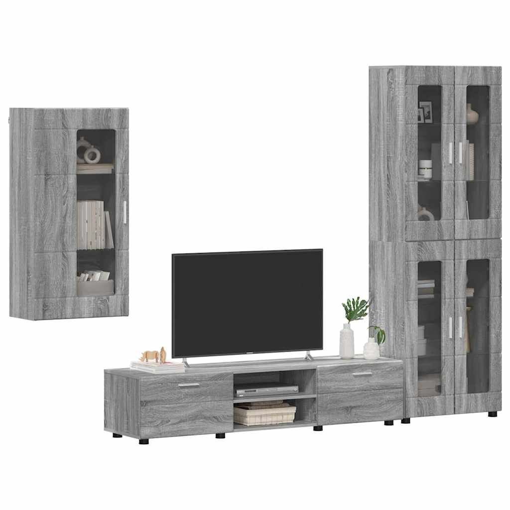 Tv-meubelset met lade FLORIN 3 pcs Grijs Sonoma Bewerkt hout is nu te koop bij PeponiXL, paradijselijk wonen!