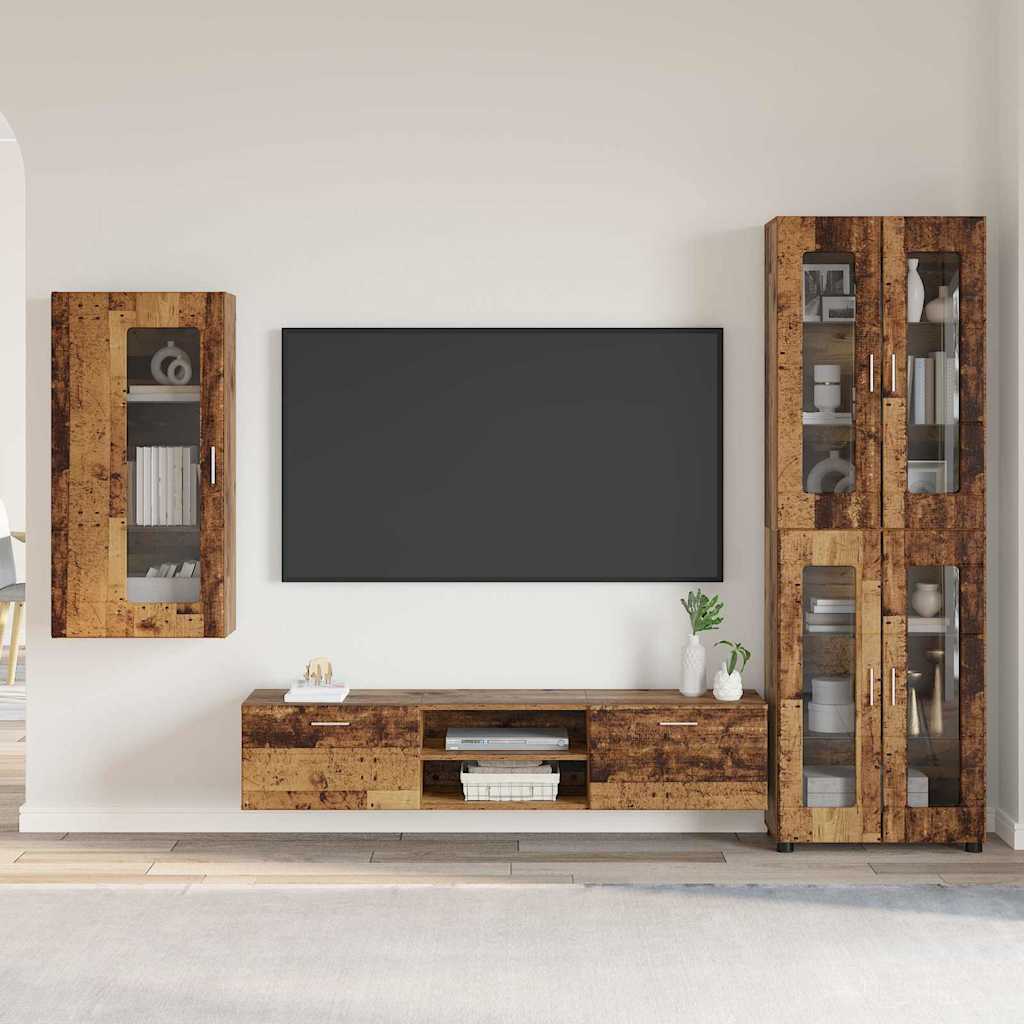 Tv-meubelset met lade FLORIN 3 pcs Oudhout Bewerkt hout is nu te koop bij PeponiXL, paradijselijk wonen!