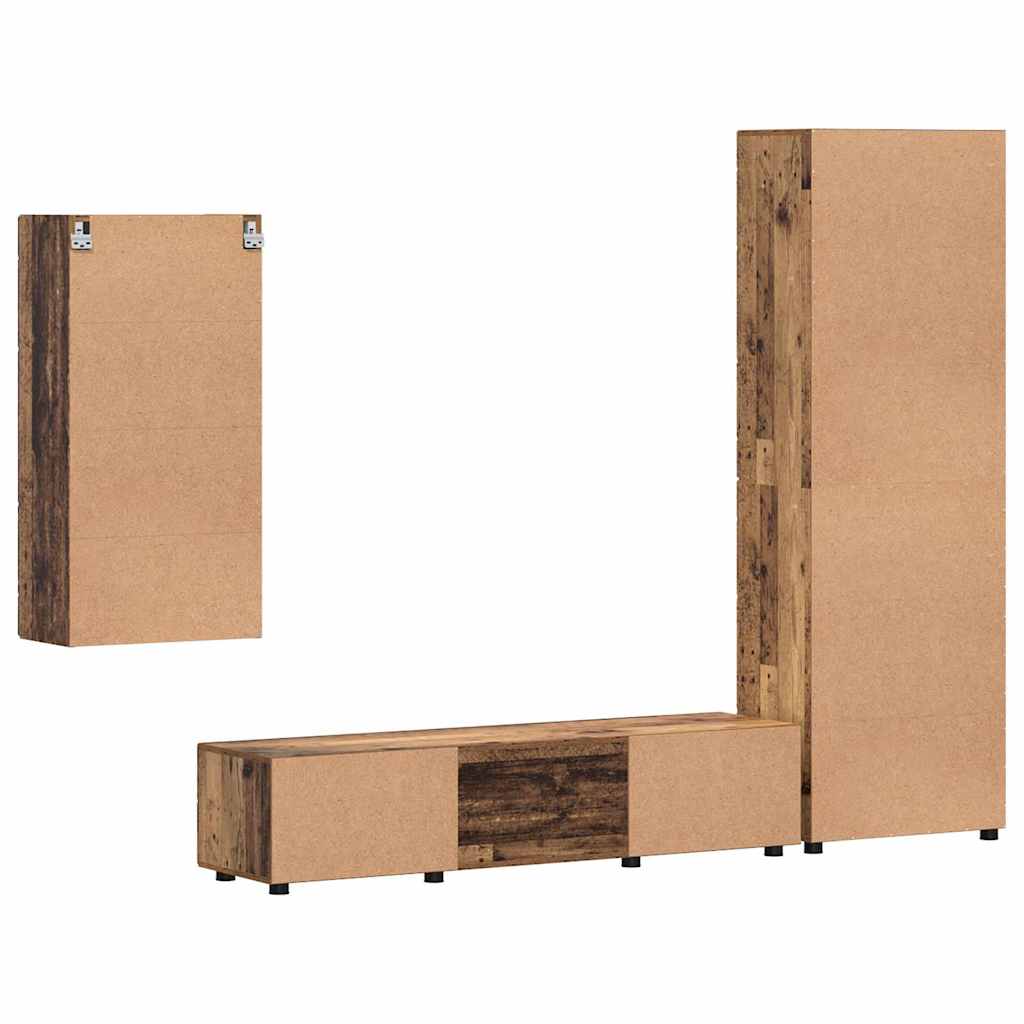 Tv-meubelset met lade FLORIN 3 pcs Oudhout Bewerkt hout is nu te koop bij PeponiXL, paradijselijk wonen!