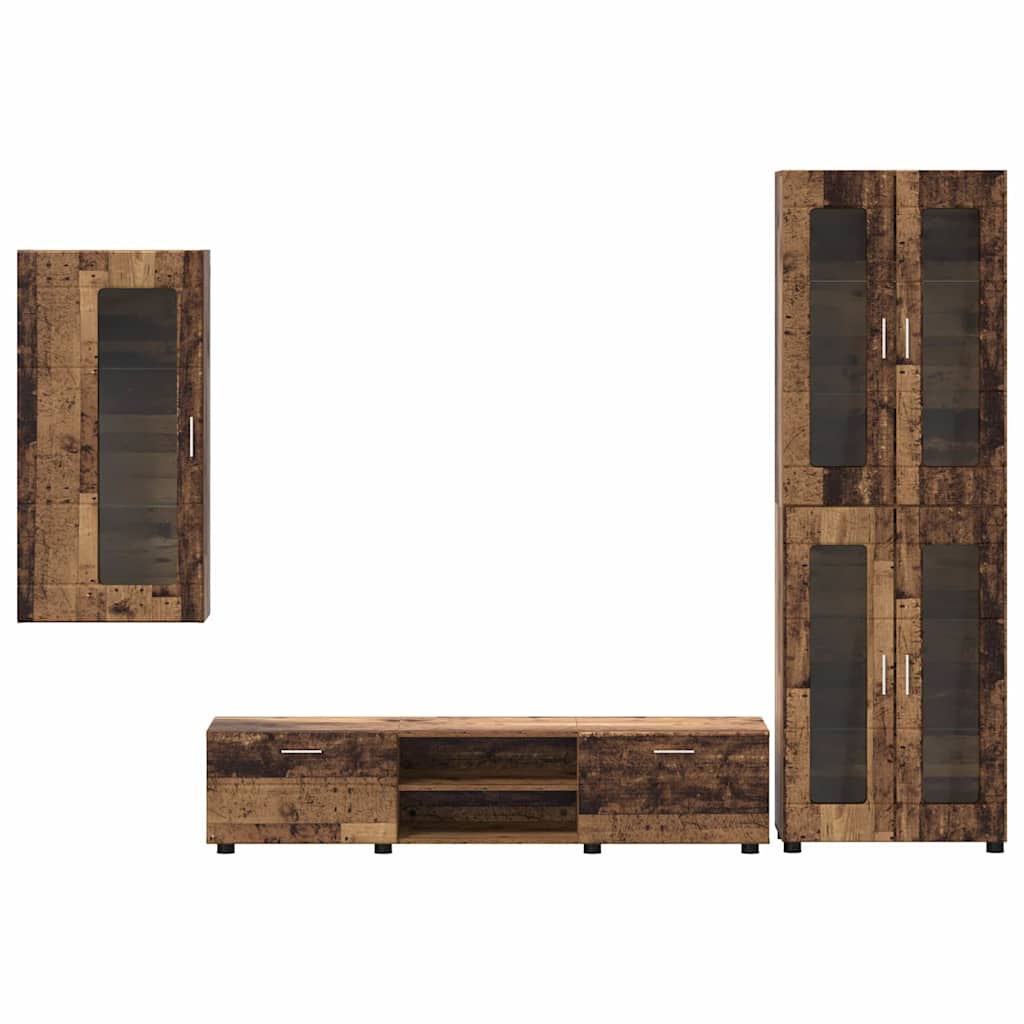 Tv-meubelset met lade FLORIN 3 pcs Oudhout Bewerkt hout is nu te koop bij PeponiXL, paradijselijk wonen!