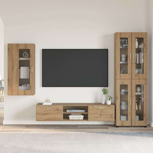 Tv-meubelset met lade FLORIN 3 pcs Artisan Eiken Bewerkt hout is nu te koop bij PeponiXL, paradijselijk wonen!