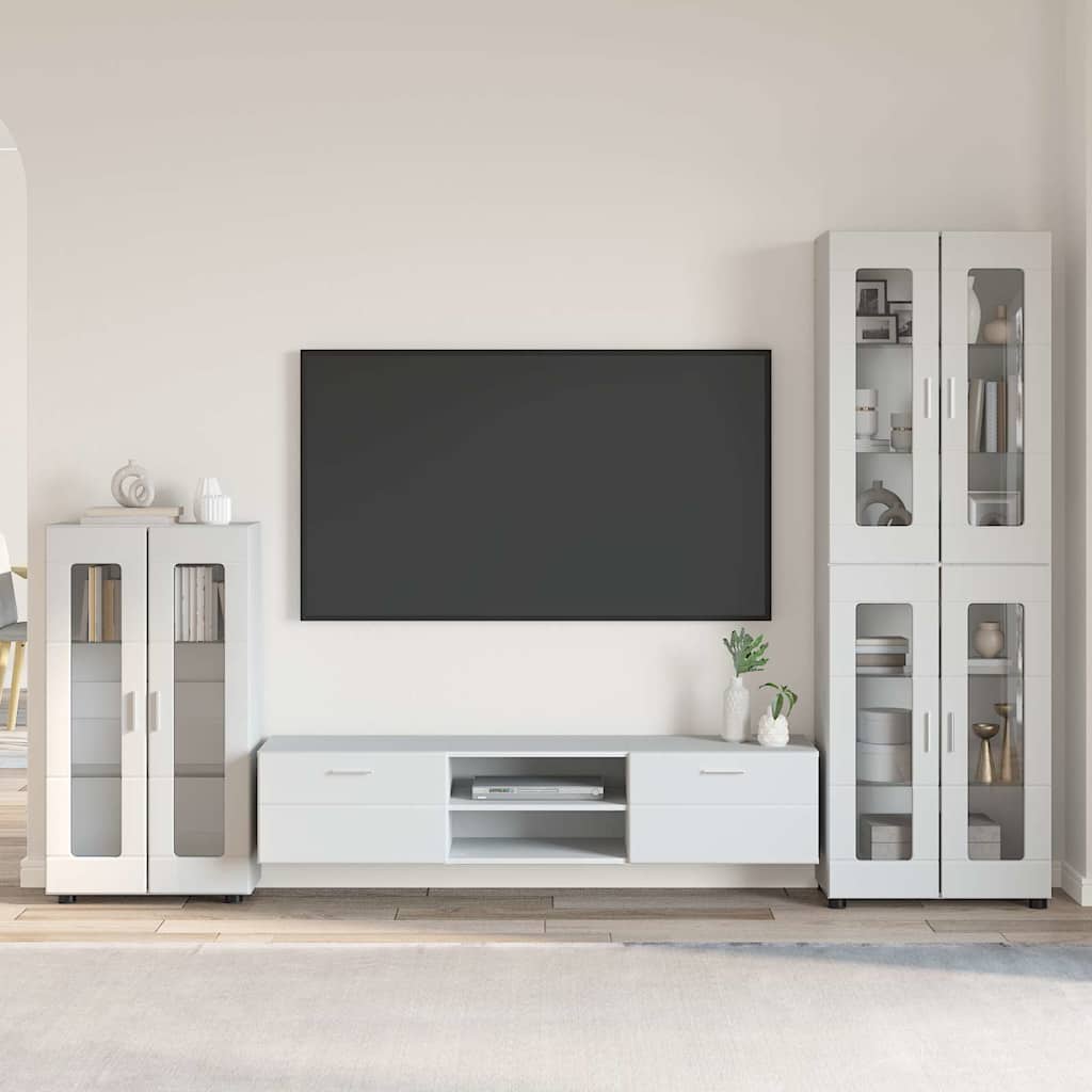 Tv-meubelset met lade met plank FLORIN 3 pcs Wit Bewerkt hout is nu te koop bij PeponiXL, paradijselijk wonen!
