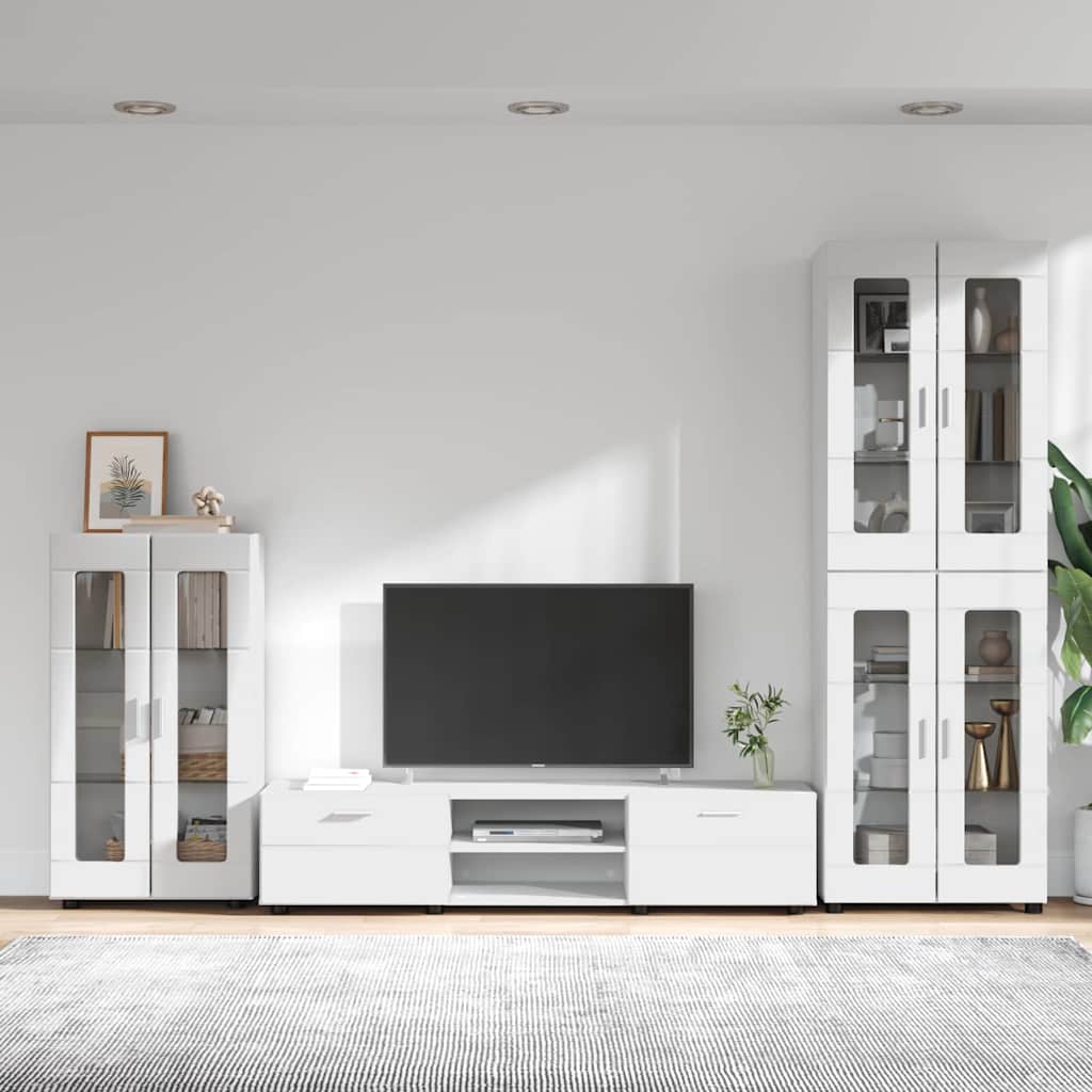 Tv-meubelset met lade met plank FLORIN 3 pcs Wit Bewerkt hout is nu te koop bij PeponiXL, paradijselijk wonen!