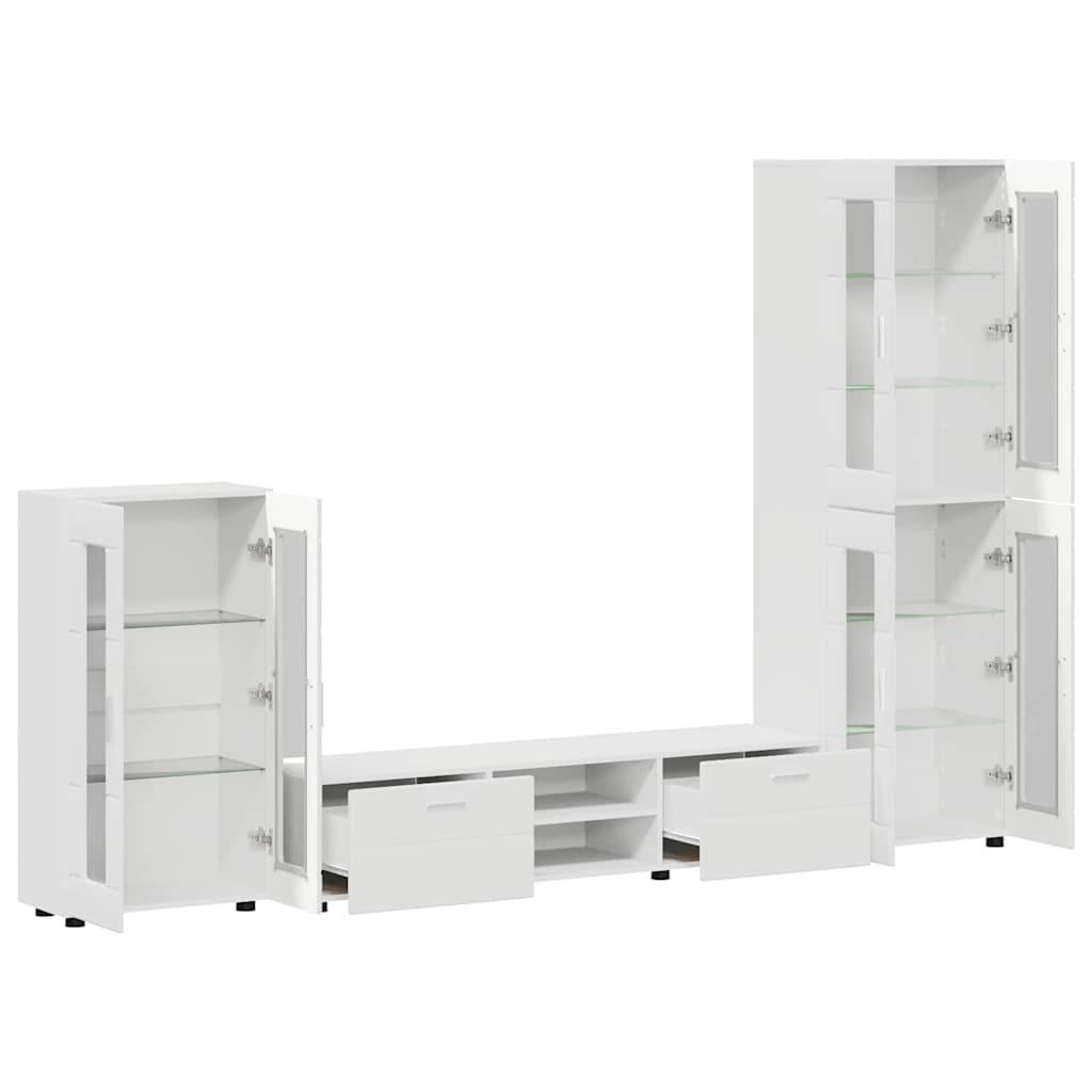 Tv-meubelset met lade met plank FLORIN 3 pcs Wit Bewerkt hout is nu te koop bij PeponiXL, paradijselijk wonen!