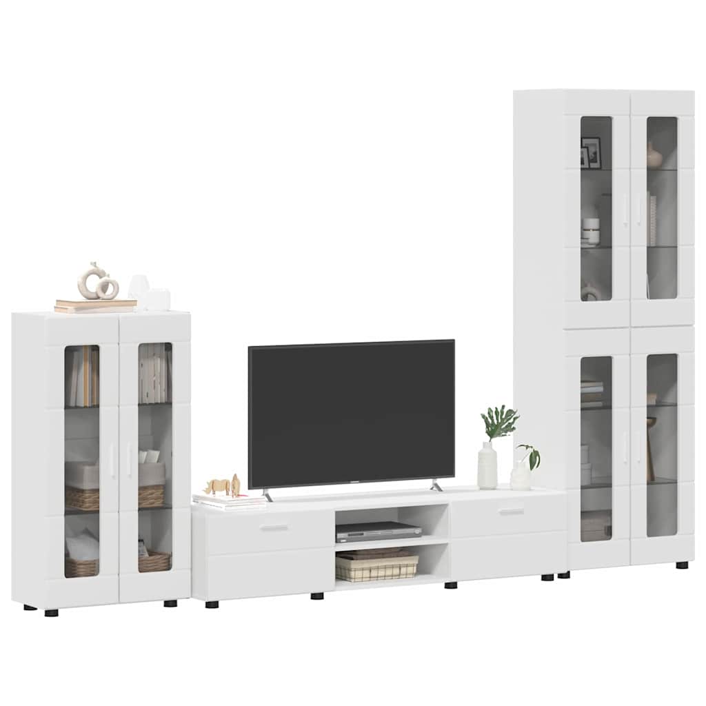 Tv-meubelset met lade met plank FLORIN 3 pcs Wit Bewerkt hout is nu te koop bij PeponiXL, paradijselijk wonen!