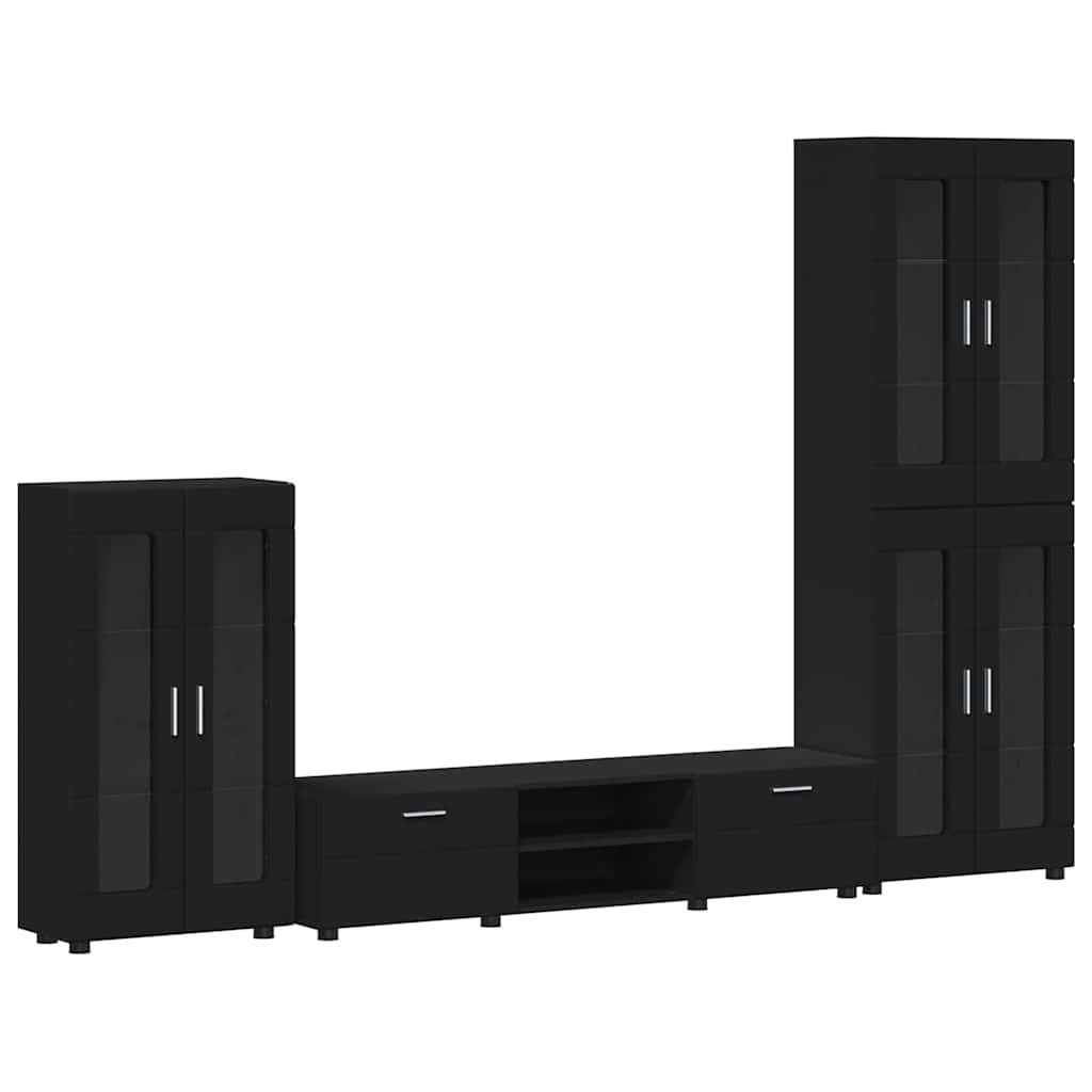 Tv-meubelset met lade met plank FLORIN 3 pcs Zwart Bewerkt hout is nu te koop bij PeponiXL, paradijselijk wonen!