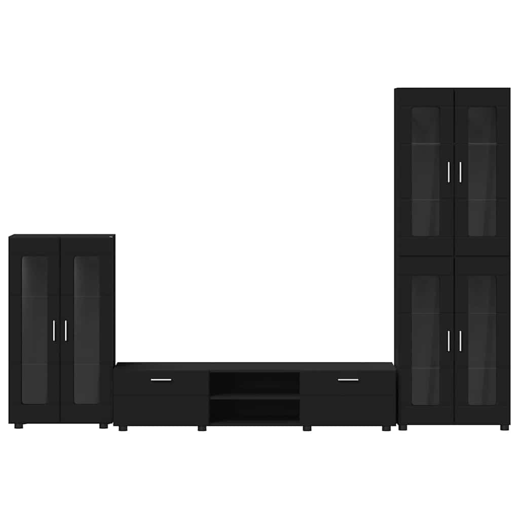 Tv-meubelset met lade met plank FLORIN 3 pcs Zwart Bewerkt hout is nu te koop bij PeponiXL, paradijselijk wonen!