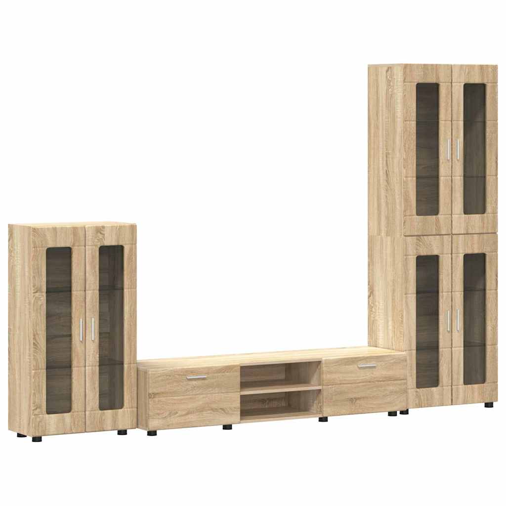 Tv-meubelset met lade FLORIN 3 pcs Sonoma Eiken Bewerkt hout is nu te koop bij PeponiXL, paradijselijk wonen!
