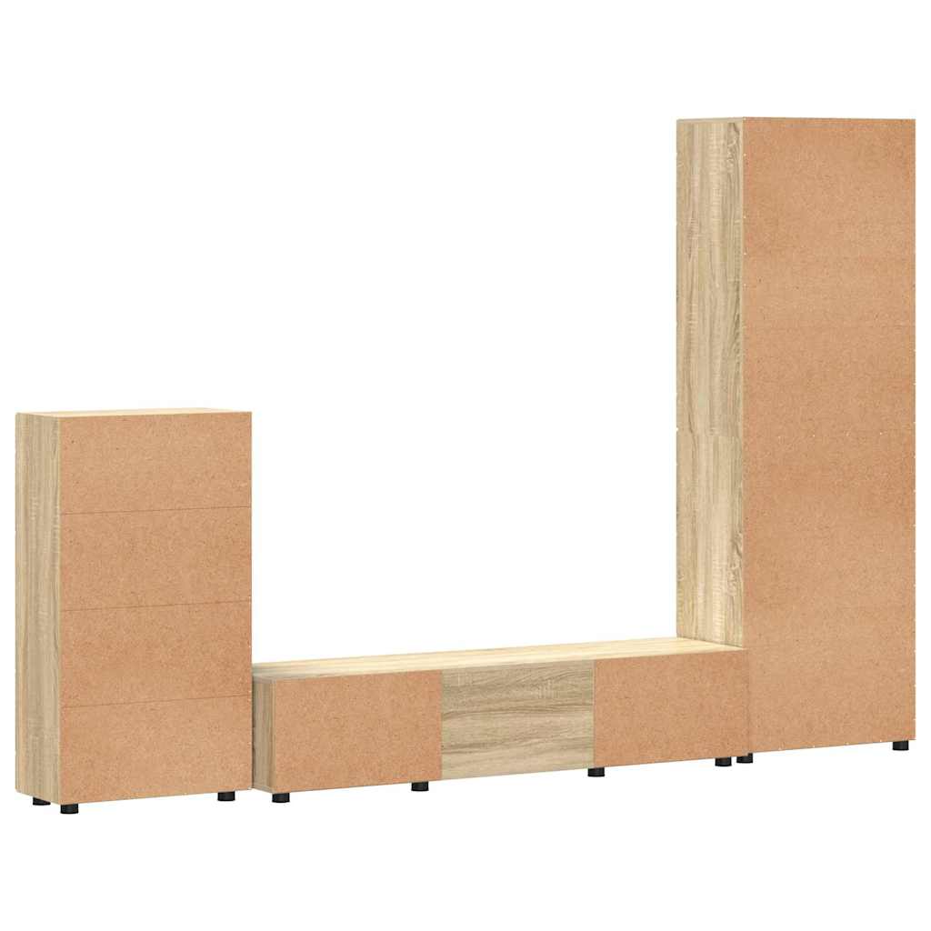 Tv-meubelset met lade FLORIN 3 pcs Sonoma Eiken Bewerkt hout is nu te koop bij PeponiXL, paradijselijk wonen!