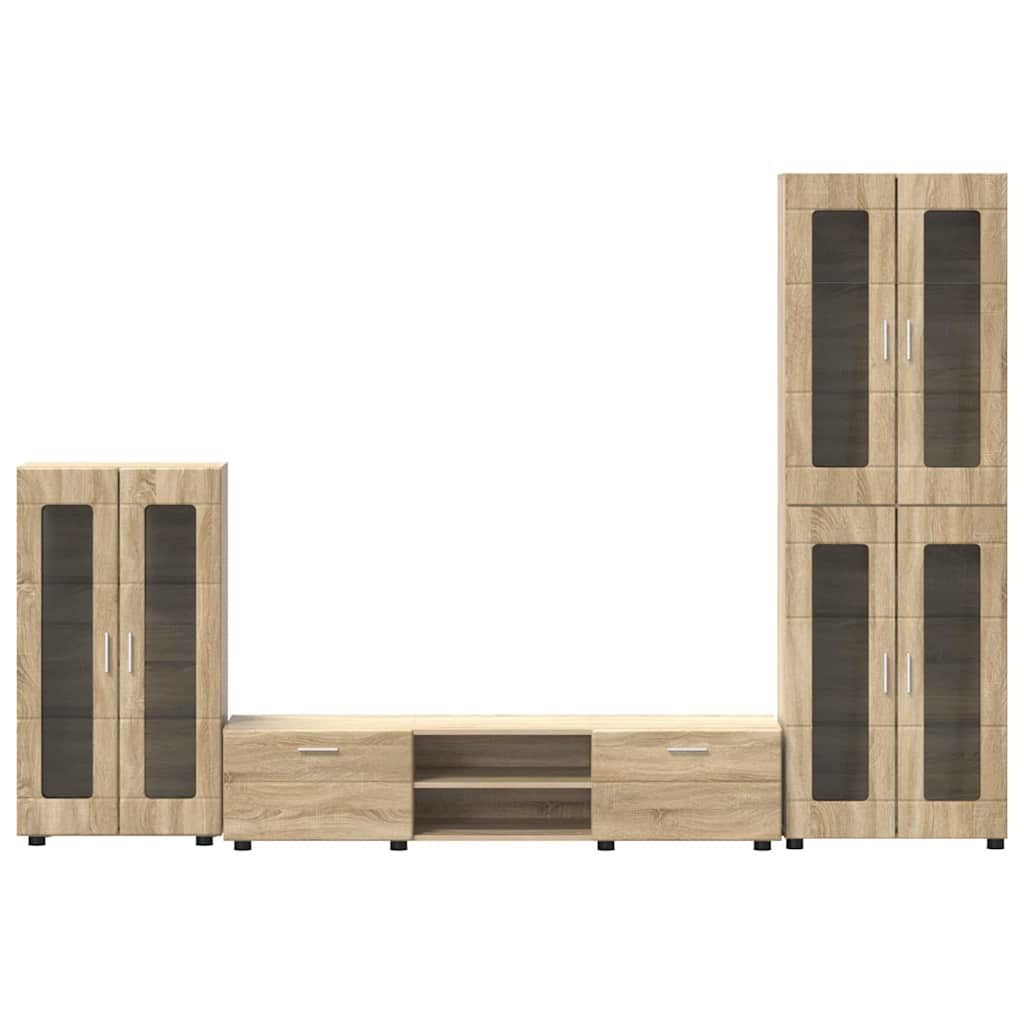 Tv-meubelset met lade FLORIN 3 pcs Sonoma Eiken Bewerkt hout is nu te koop bij PeponiXL, paradijselijk wonen!