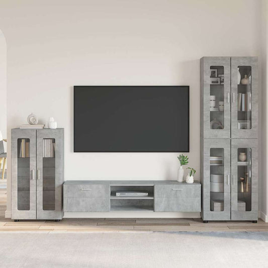 Tv-meubelset met lade FLORIN 3 pcs Beton Grijs Bewerkt hout is nu te koop bij PeponiXL, paradijselijk wonen!