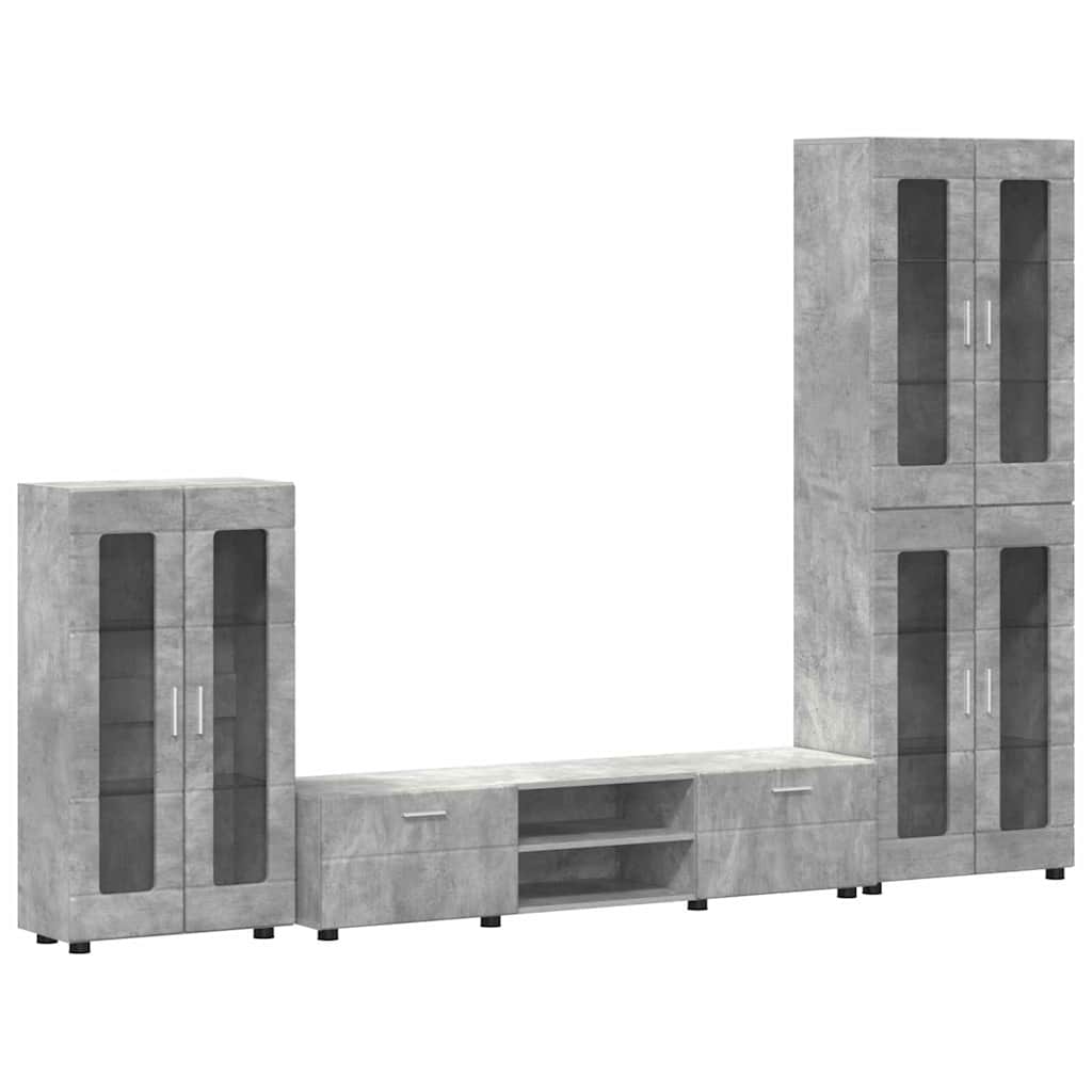 Tv-meubelset met lade FLORIN 3 pcs Beton Grijs Bewerkt hout is nu te koop bij PeponiXL, paradijselijk wonen!