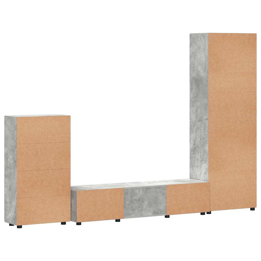 Tv-meubelset met lade FLORIN 3 pcs Beton Grijs Bewerkt hout is nu te koop bij PeponiXL, paradijselijk wonen!