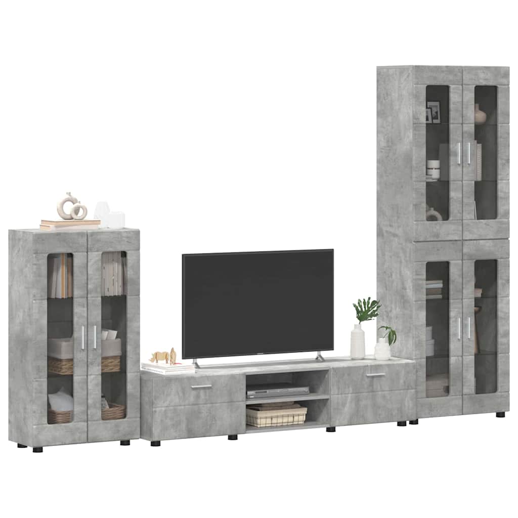 Tv-meubelset met lade FLORIN 3 pcs Beton Grijs Bewerkt hout is nu te koop bij PeponiXL, paradijselijk wonen!