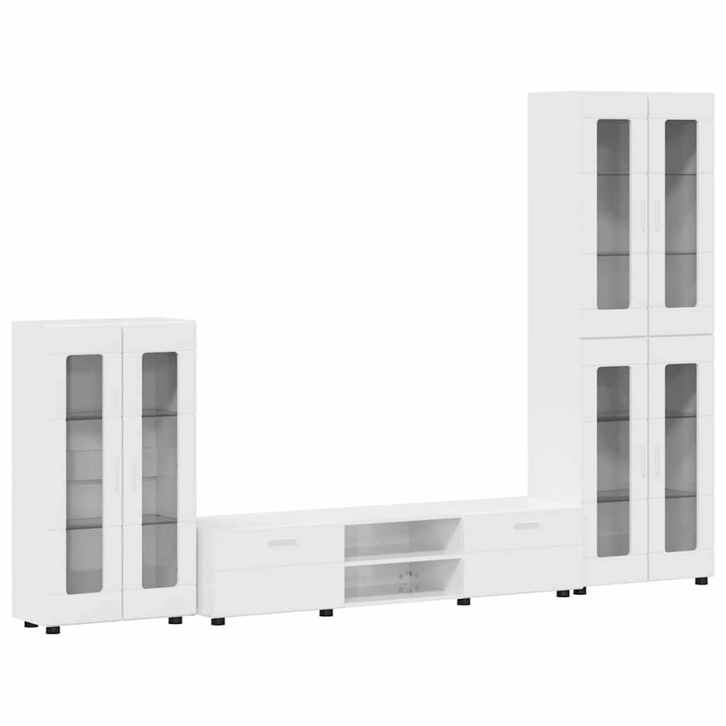 Tv-meubelset met lade FLORIN 3 pcs Hoogglans wit Bewerkt hout is nu te koop bij PeponiXL, paradijselijk wonen!