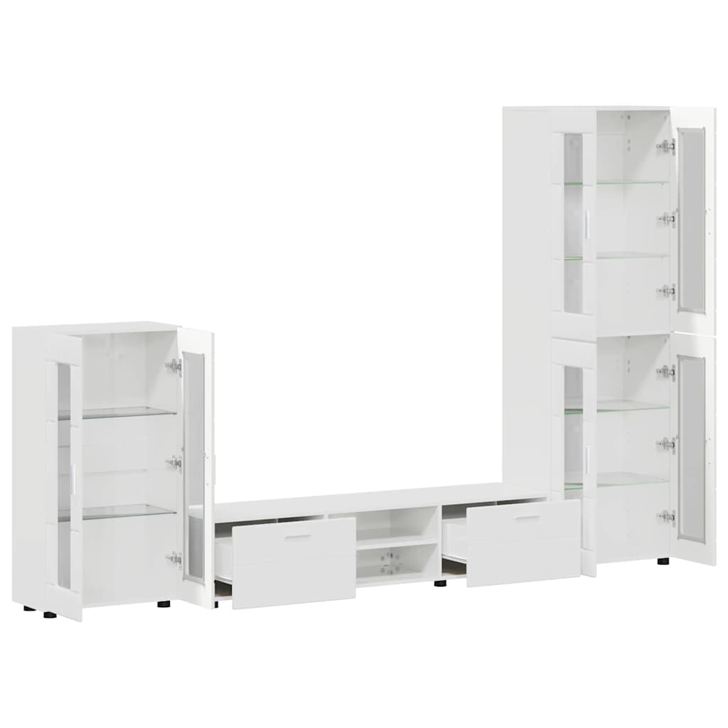 Tv-meubelset met lade FLORIN 3 pcs Hoogglans wit Bewerkt hout is nu te koop bij PeponiXL, paradijselijk wonen!