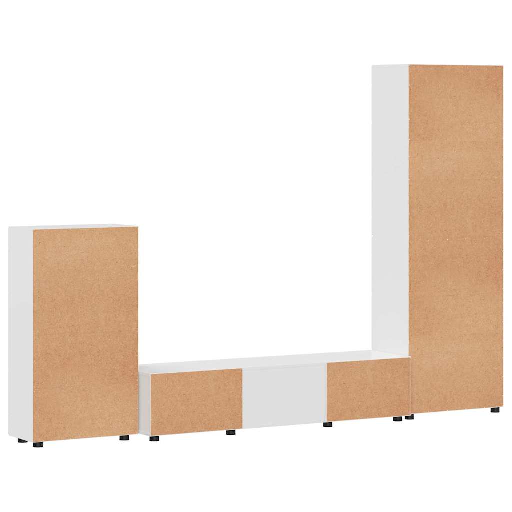 Tv-meubelset met lade FLORIN 3 pcs Hoogglans wit Bewerkt hout is nu te koop bij PeponiXL, paradijselijk wonen!
