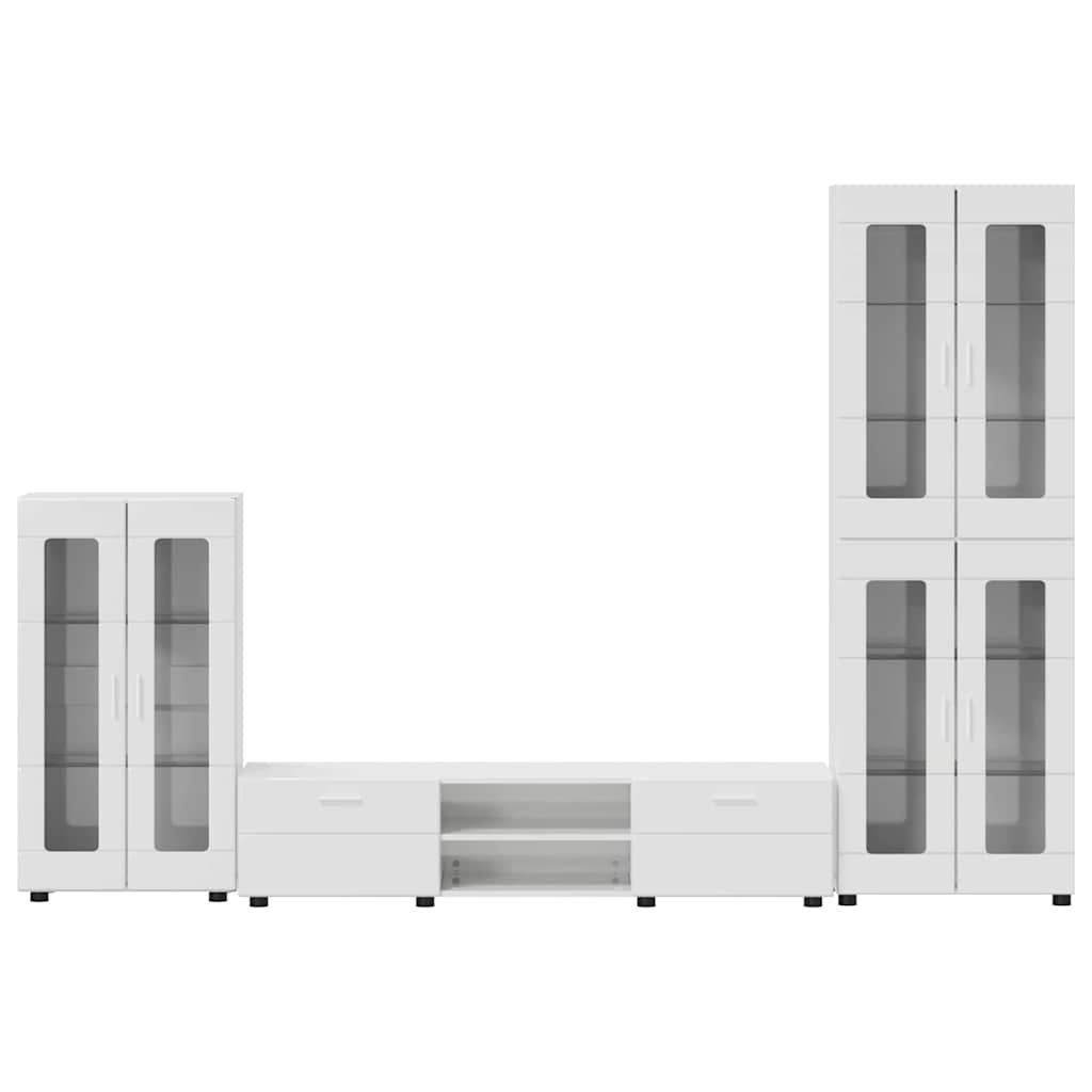 Tv-meubelset met lade FLORIN 3 pcs Hoogglans wit Bewerkt hout is nu te koop bij PeponiXL, paradijselijk wonen!