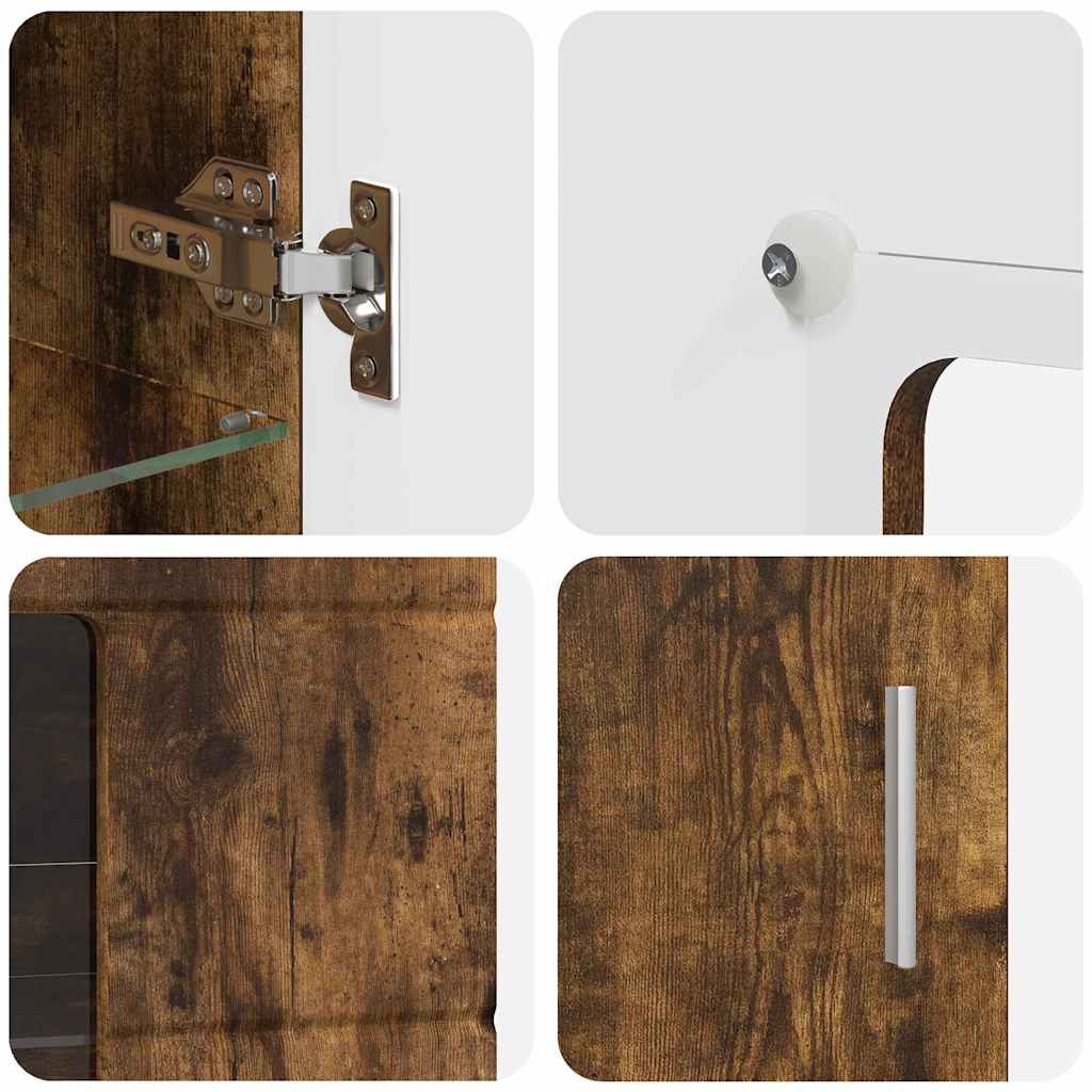 Tv-meubelset met lade FLORIN 3 pcs Gerookt eiken Bewerkt hout is nu te koop bij PeponiXL, paradijselijk wonen!