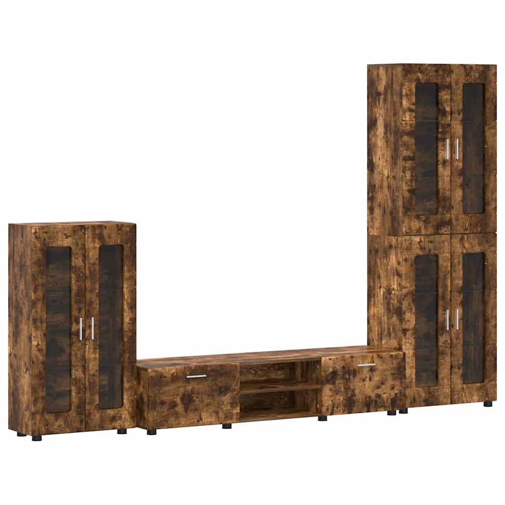 Tv-meubelset met lade FLORIN 3 pcs Gerookt eiken Bewerkt hout is nu te koop bij PeponiXL, paradijselijk wonen!