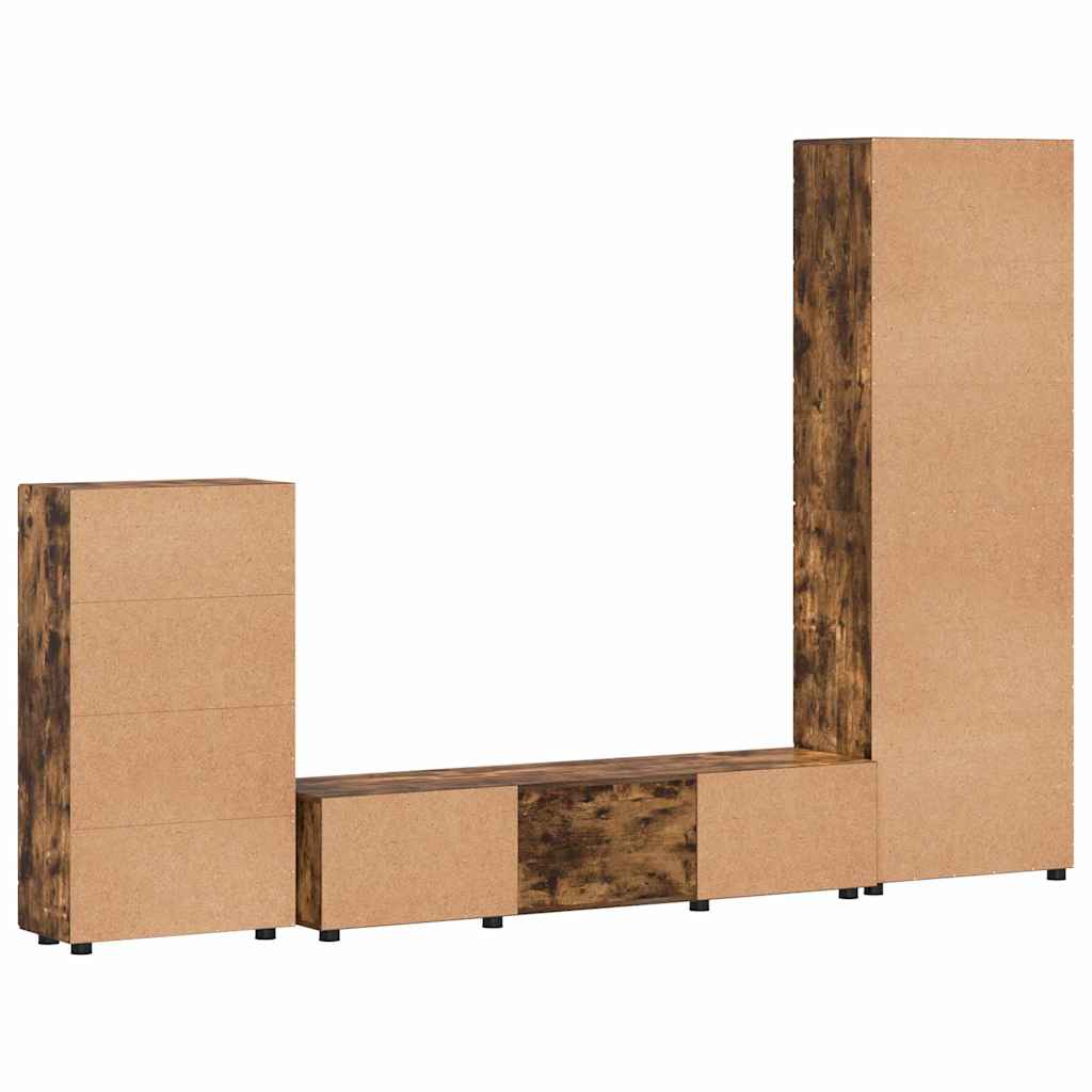 Tv-meubelset met lade FLORIN 3 pcs Gerookt eiken Bewerkt hout is nu te koop bij PeponiXL, paradijselijk wonen!