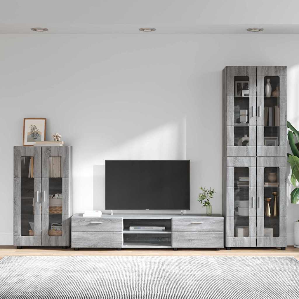 Tv-meubelset met lade FLORIN 3 pcs Grijs Sonoma Bewerkt hout is nu te koop bij PeponiXL, paradijselijk wonen!