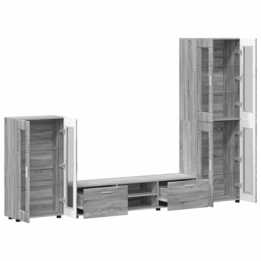 Tv-meubelset met lade FLORIN 3 pcs Grijs Sonoma Bewerkt hout is nu te koop bij PeponiXL, paradijselijk wonen!