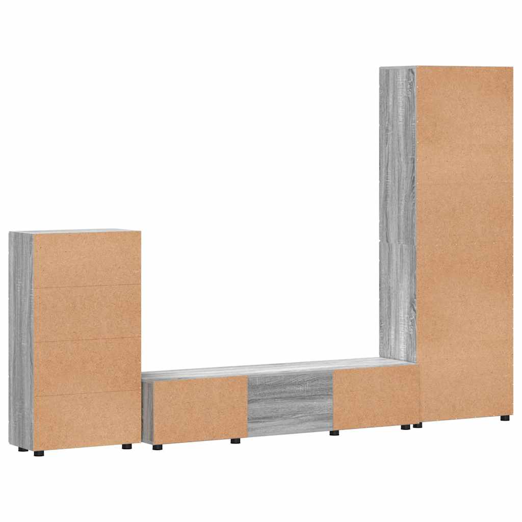 Tv-meubelset met lade FLORIN 3 pcs Grijs Sonoma Bewerkt hout is nu te koop bij PeponiXL, paradijselijk wonen!