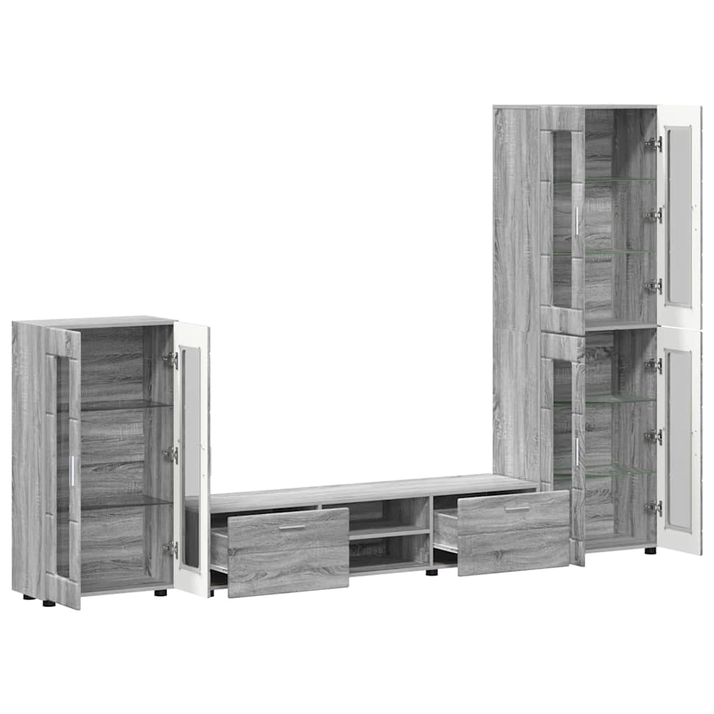 Tv-meubelset met lade FLORIN 3 pcs Grijs Sonoma Bewerkt hout is nu te koop bij PeponiXL, paradijselijk wonen!