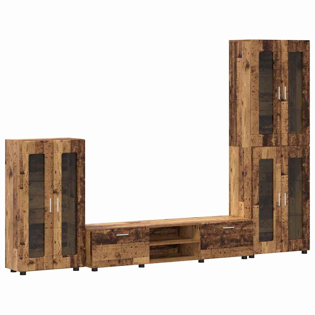 Tv-meubelset met lade FLORIN 3 pcs Oudhout Bewerkt hout is nu te koop bij PeponiXL, paradijselijk wonen!