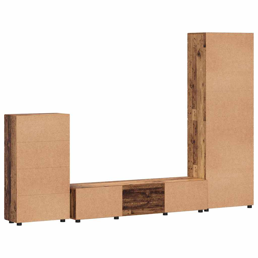 Tv-meubelset met lade FLORIN 3 pcs Oudhout Bewerkt hout is nu te koop bij PeponiXL, paradijselijk wonen!
