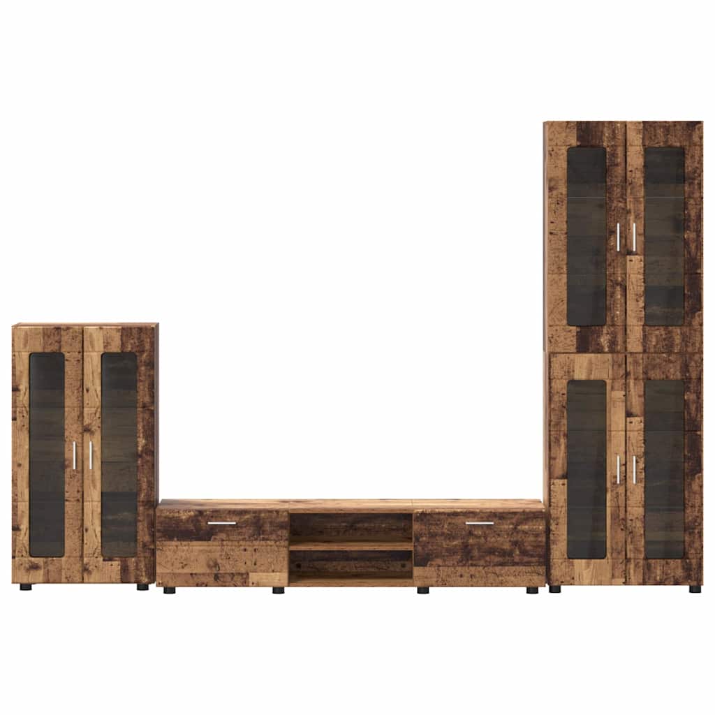 Tv-meubelset met lade FLORIN 3 pcs Oudhout Bewerkt hout is nu te koop bij PeponiXL, paradijselijk wonen!